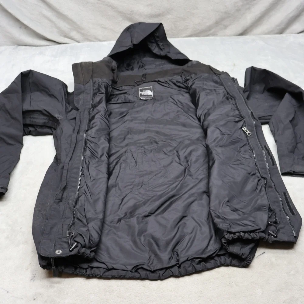 North Face Jacket Men Medium Black Hooded Waterproof Rain Wind Hiking 3in1 Shell